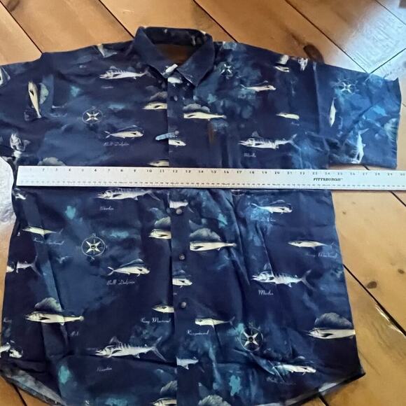 Clearwater Outfitters Men's Fish Button Down Shirt. Large. King Macherel Dolphin - Picture 6 of 6